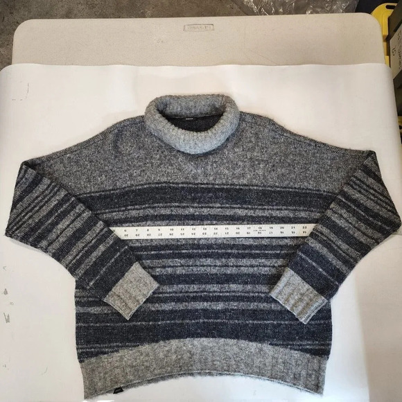 DENHAM Men's Merino Wool Alpaca Mock Neck Striped Sweater Gray‎ Blue EU Size M - Picture 8 of 10
